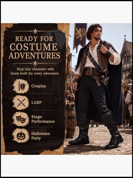 Medieval Pirate Boots Men Renaissance Lace Up Gothic Viking Costume Cosplay main image 7
